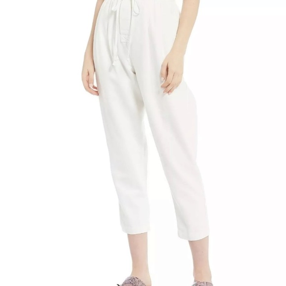 Free People Womens White Margate Pleated Trousers Pants M - Picture 1 of 9